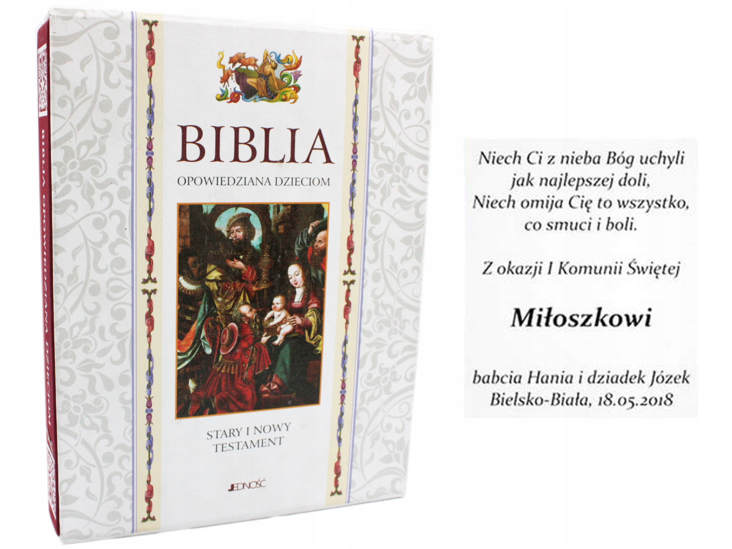 ZDOBIONA BIBLIA DLA DZIECI * GRAWER NA KOMUNIE CHRZEST * PAMIĄTKA