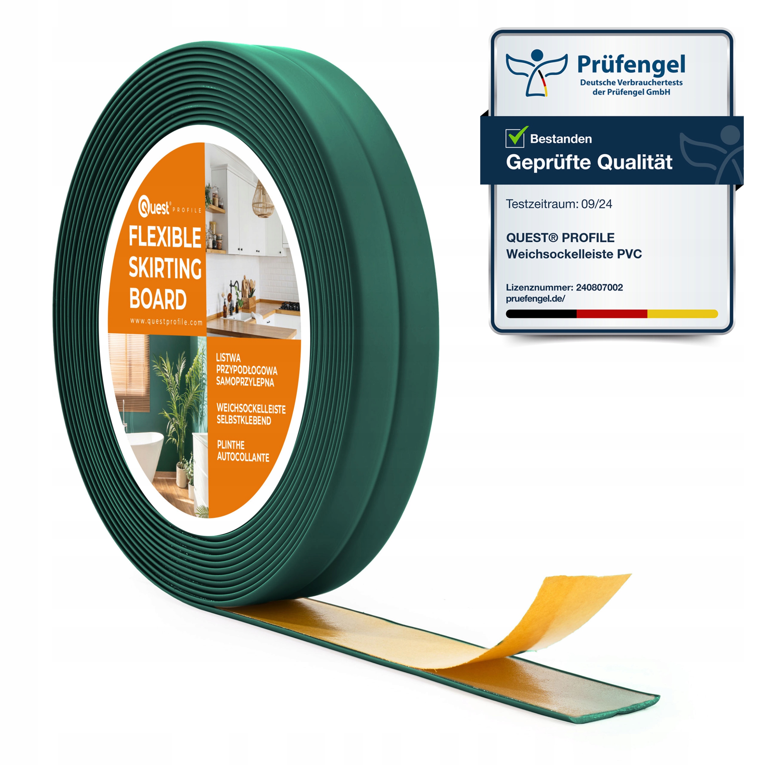 Pvc samolepiaca dokončovacia lišta Pvc 10/10, zelená 5 m