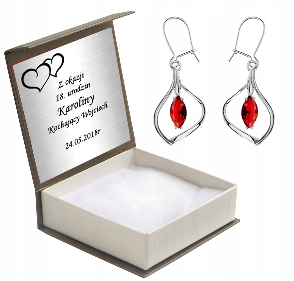 

Kolczyki Wiszące Czerwone Cyrkonie 925 Na Prezent