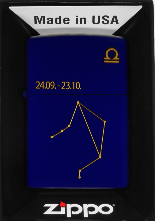 Zapalovač Zippo Zodiac Libra Design váha 60006938 Větruodolný benzínový