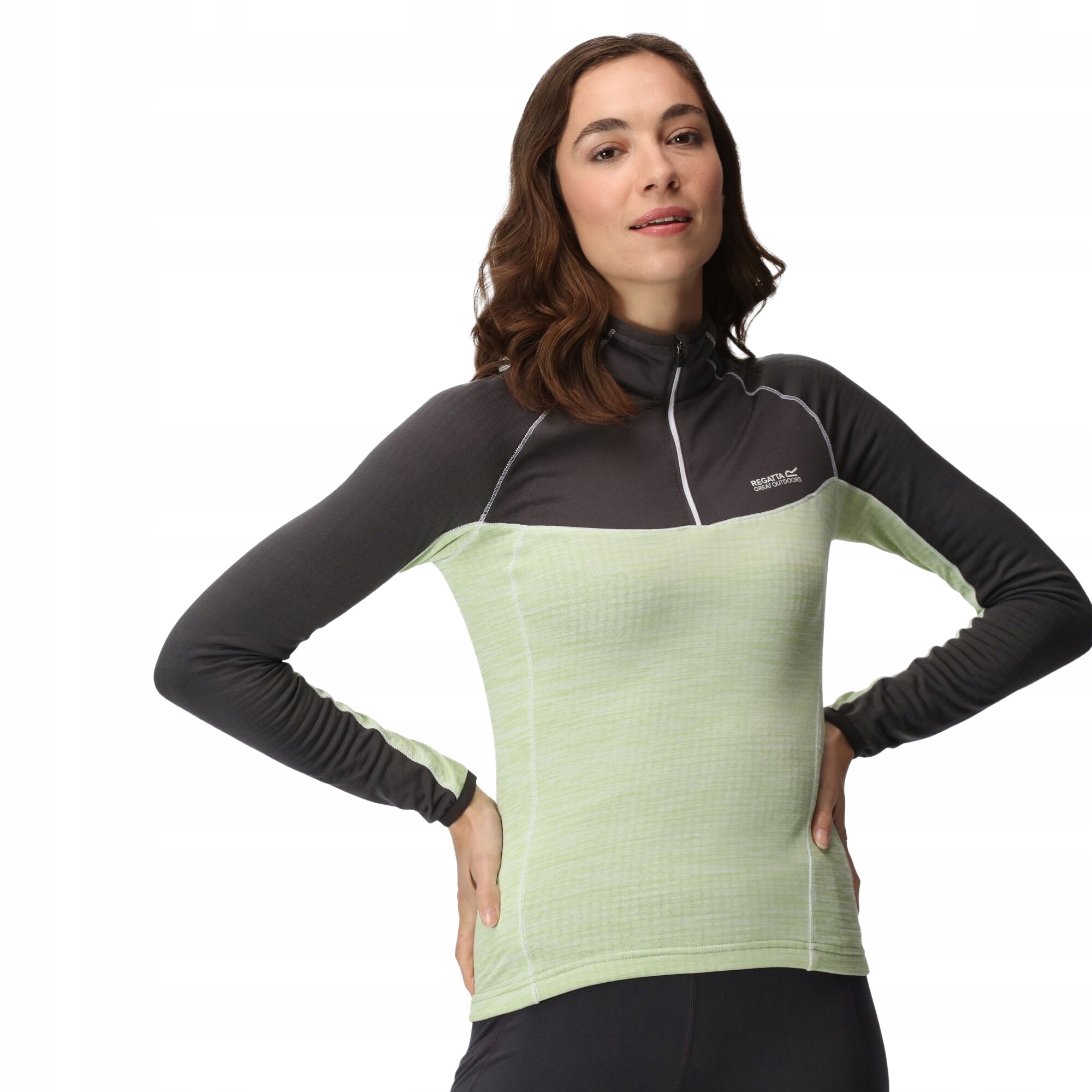 Damska bluza szybkoschnąca z suwakiem Hepley Kolekcja UTRG6225_quietgreensealgrey