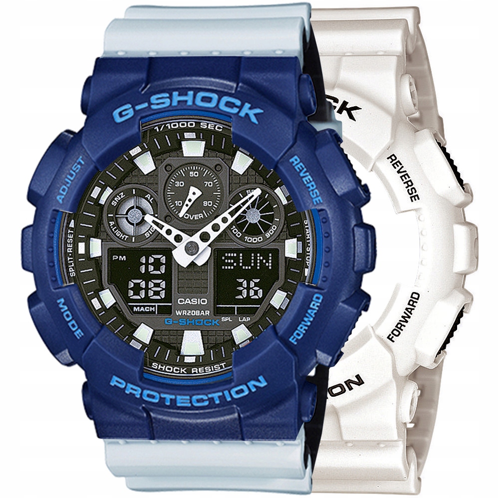Sada G-shock GA-100B-7AER Modrá Bílá, Černá