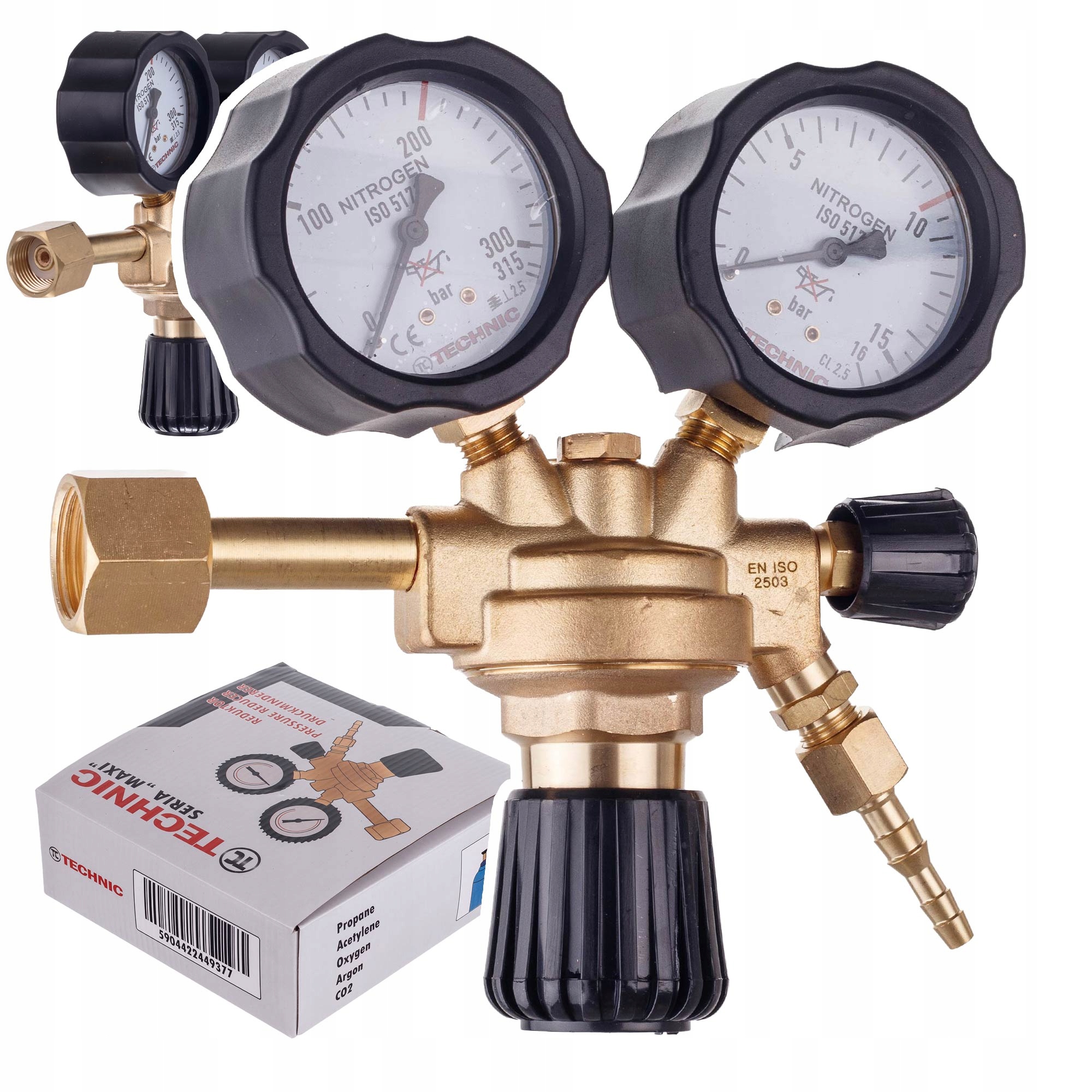 Reduktor Azot pro tlakový dusík pro klimatizaci, 2x manometr