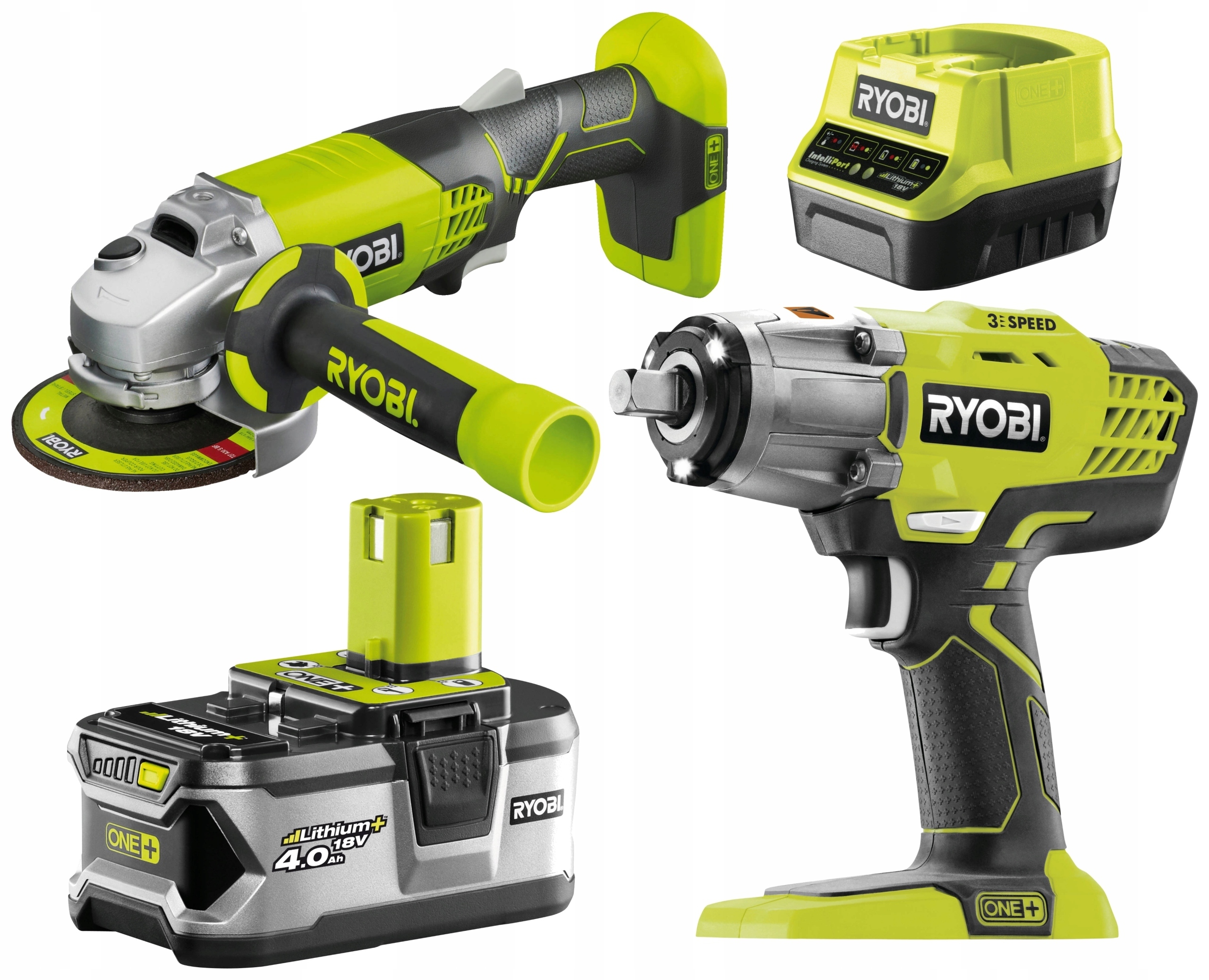 KLUCZ UDAROWY akumulatorowy + SZLIFIERKA RYOBI