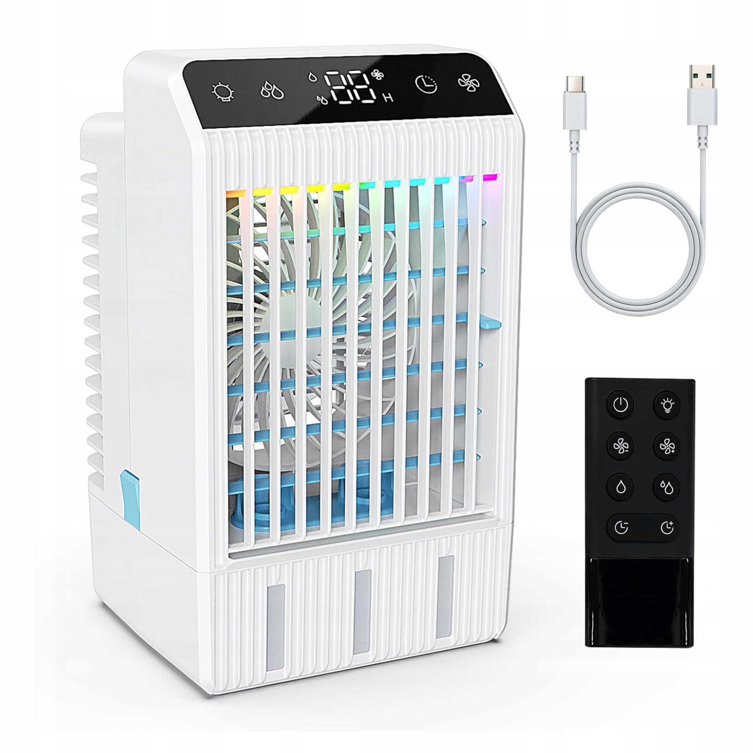 Klimatyzator z Nawilzaczem Mobilna Klimatyzacja 4w1 Cichy 1000 ml Zbiornik