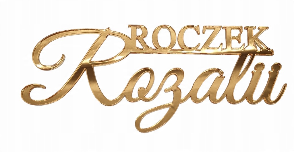 

Topper Dekor na bok tortu Roczek z imieniem złoty