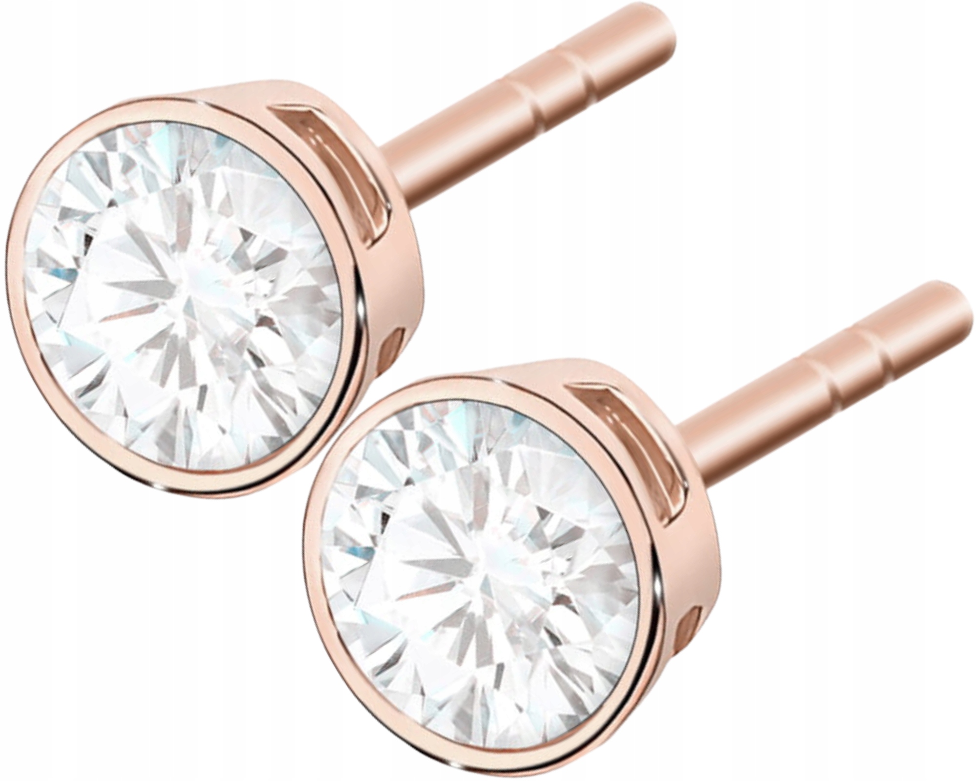Náušnice v růžovém zlatě s brilianty, šroubky 585