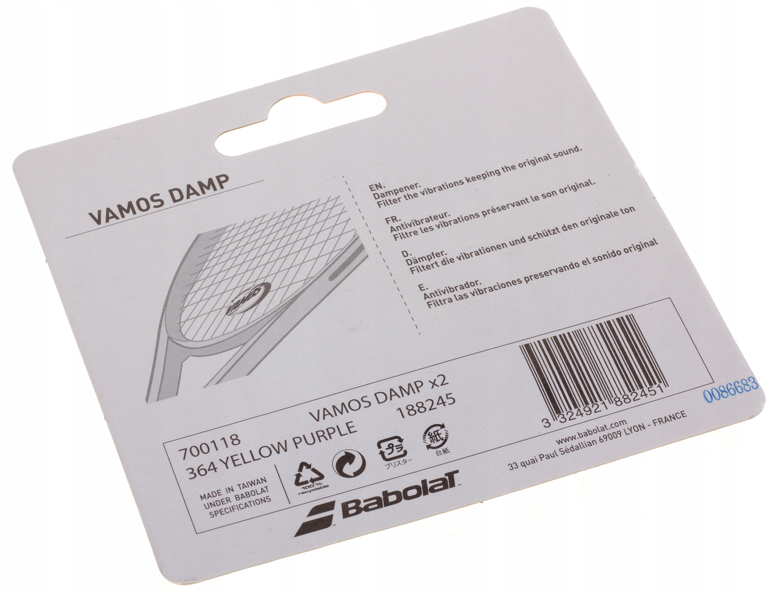 WIBRASTOP TŁUMIK DRGAŃ BABOLAT VAMOS DAMP x2 szt Kod producenta 700123