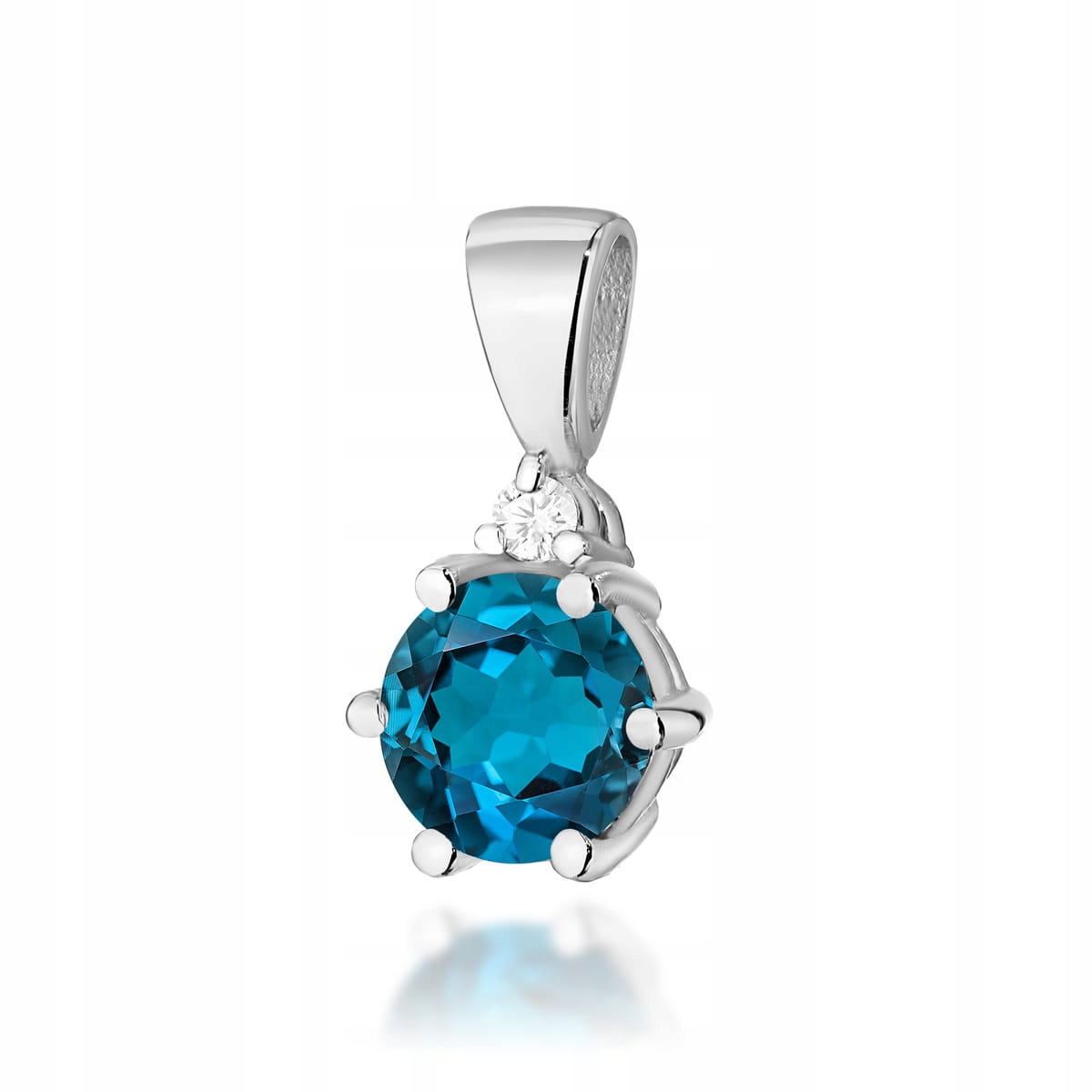 Přívěsek z bílého zlata 585 topaz London Blue 0.4g s briliantem 14kt