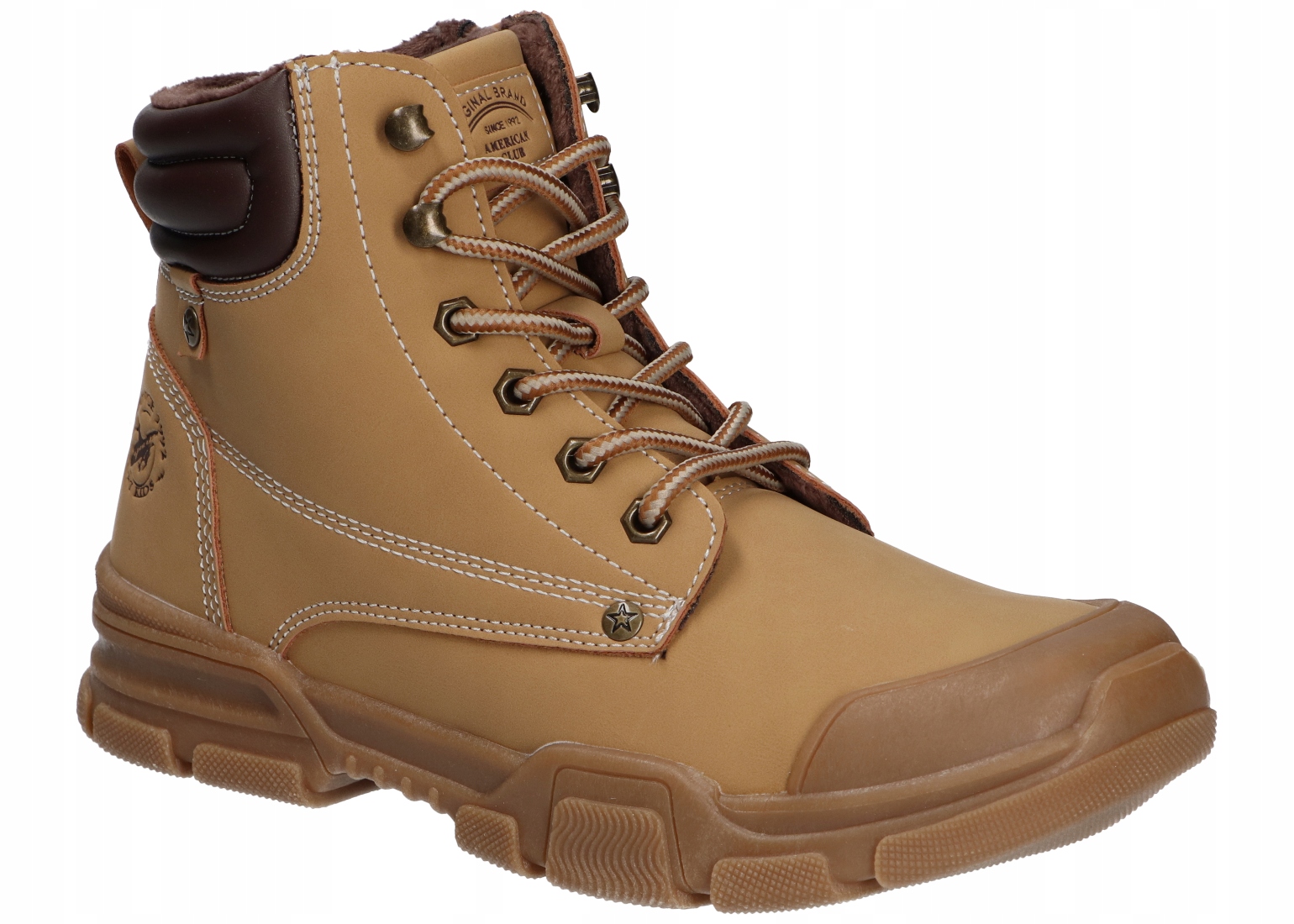 American Club ES196 Zateplené Trekové Boty Traperky Módní Zimní Boty Camel 40
