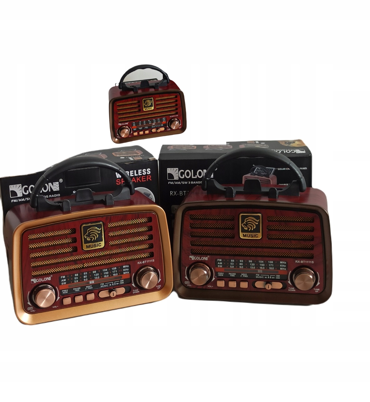 Retro Vintage Hálózati-akkumulátoros Rádió Golon Am, Fm, Sw Napelemes Panel