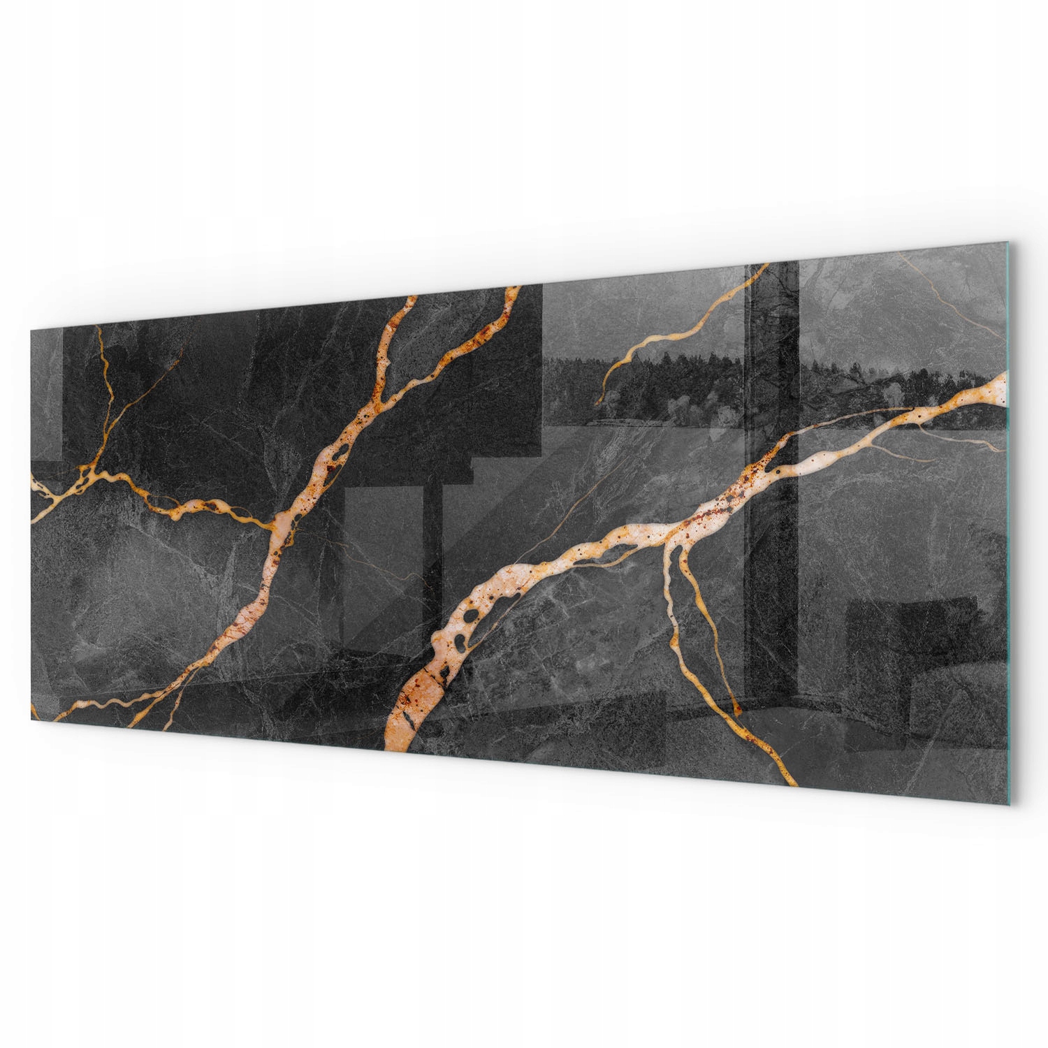 Sklenená kalená doska pod koziu pec Elegantný mramor s vlascami 125 x 50 cm