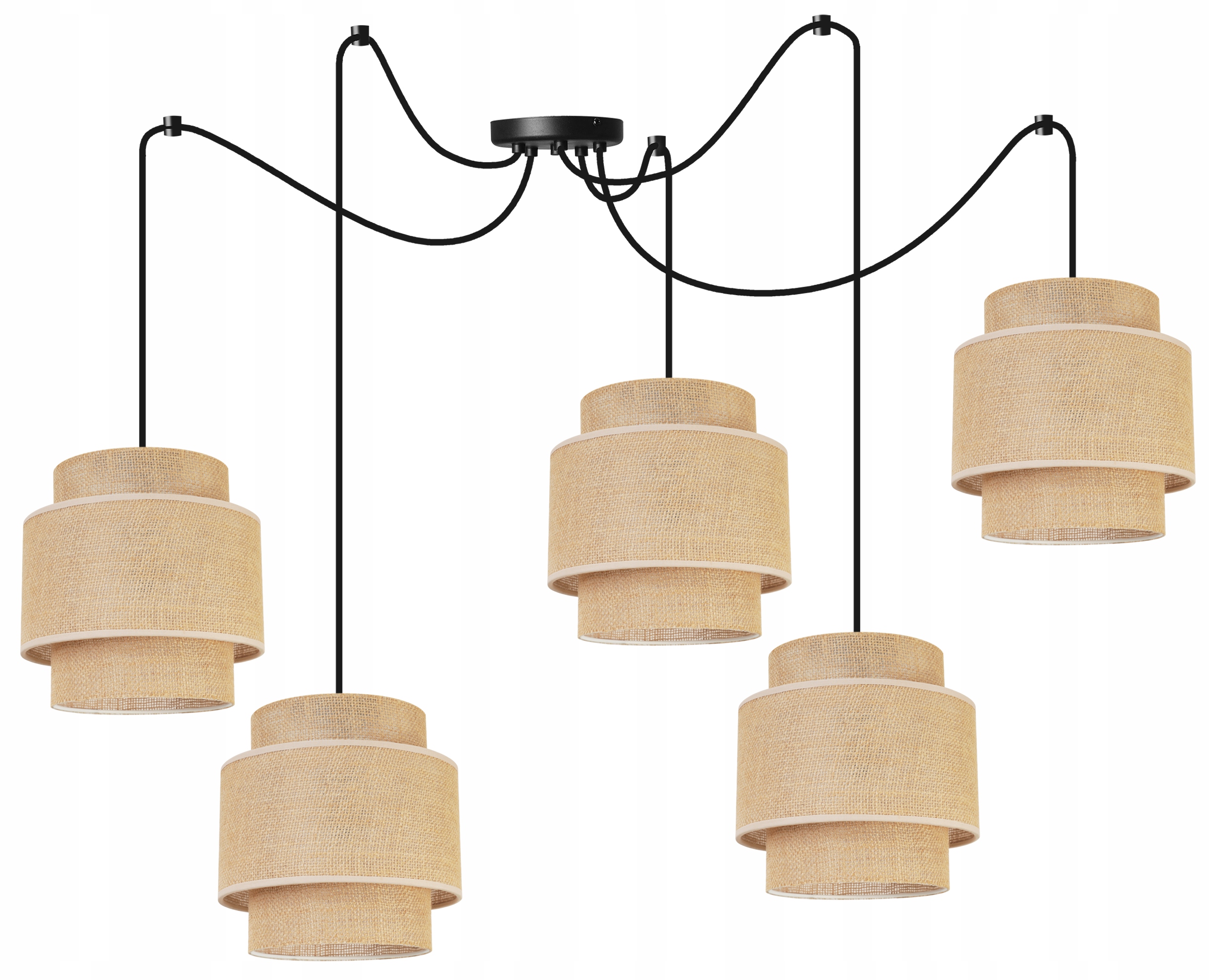 Závěsné Stropní Svítidlo Lustr Loft Pavouk Stínidlo Boho Juta Do Obývacího Pokoje
