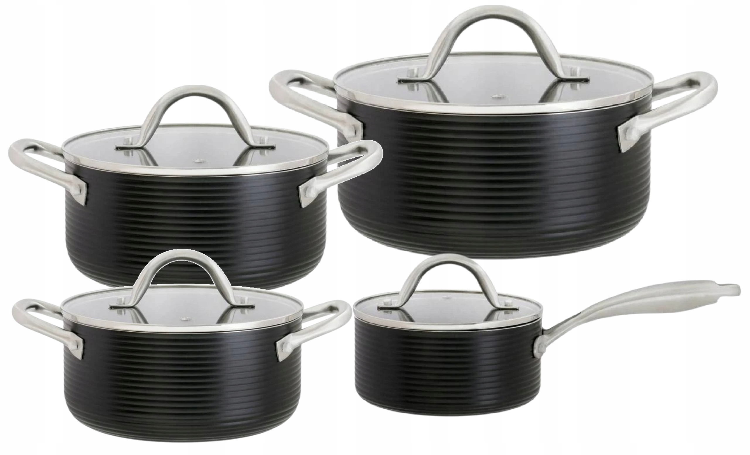 Zestaw Garnków Ambition Ribs 7,4L 4,6L 2,7L 1,4L Indukcja Piekarnik