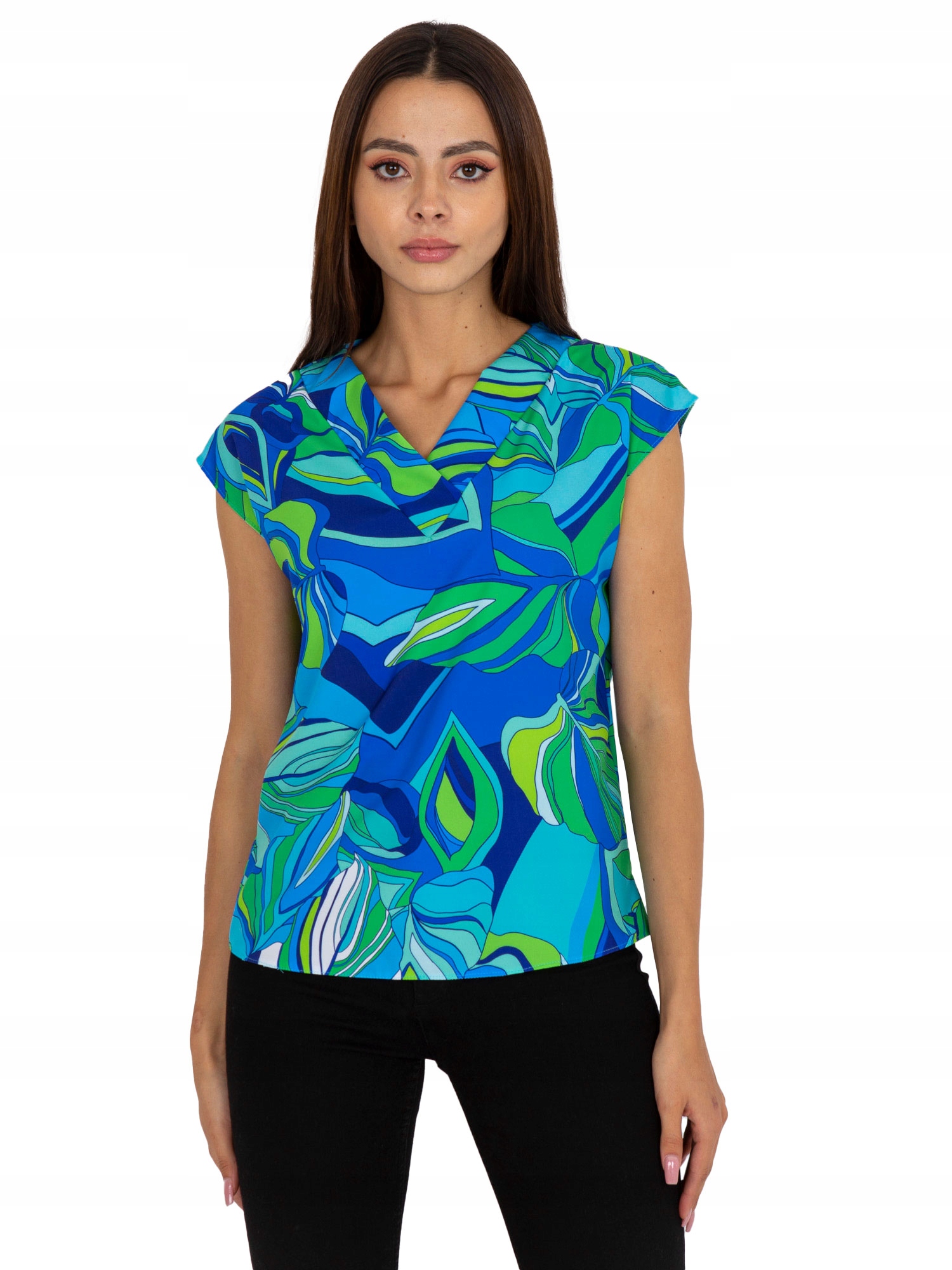 

Letnia Bluzka Damska z krótkim rękawem w print - M