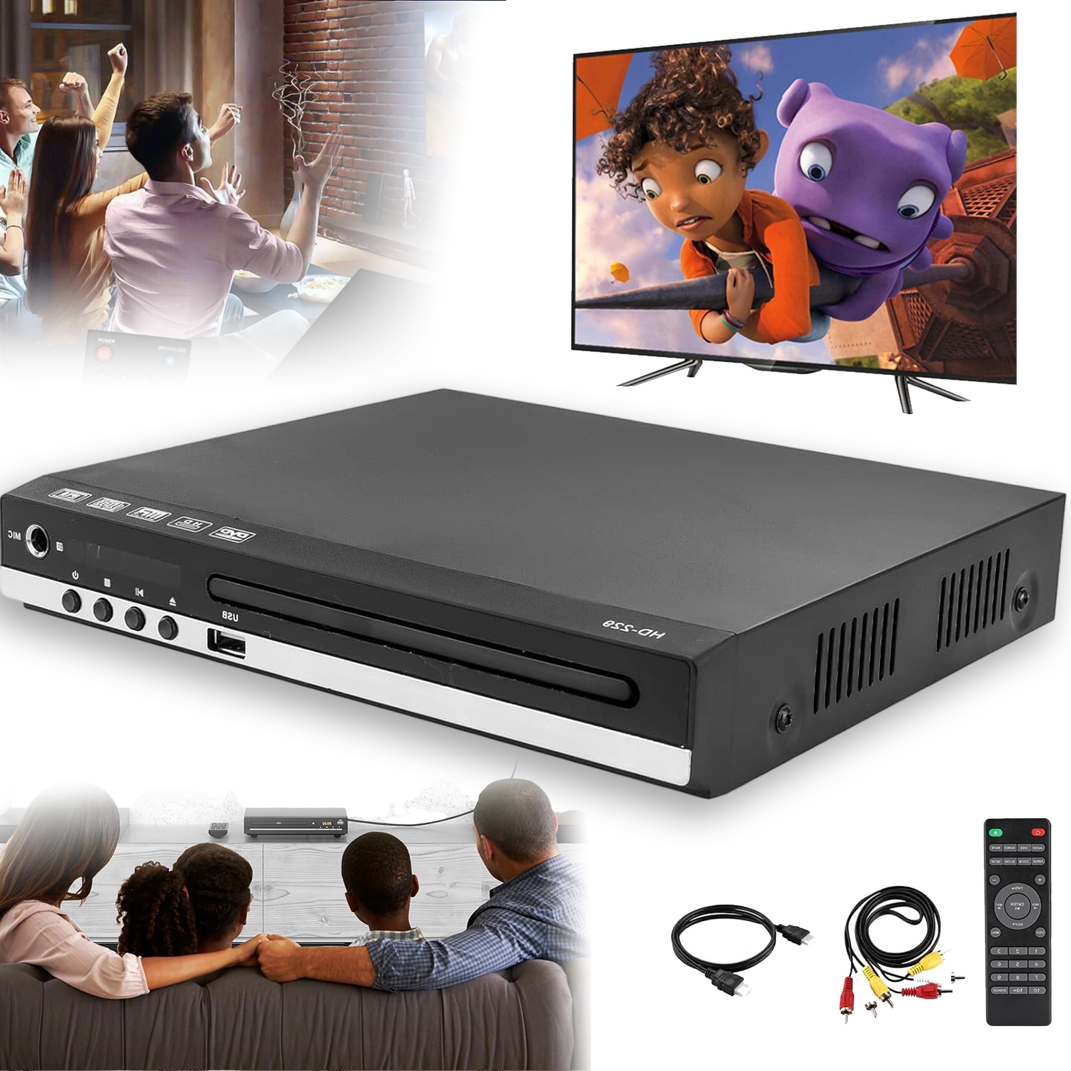 DVD Přehrávač CD MP3 1080P Usb Karaoke 2 Kompaktní Mikrofony Pro Televizor