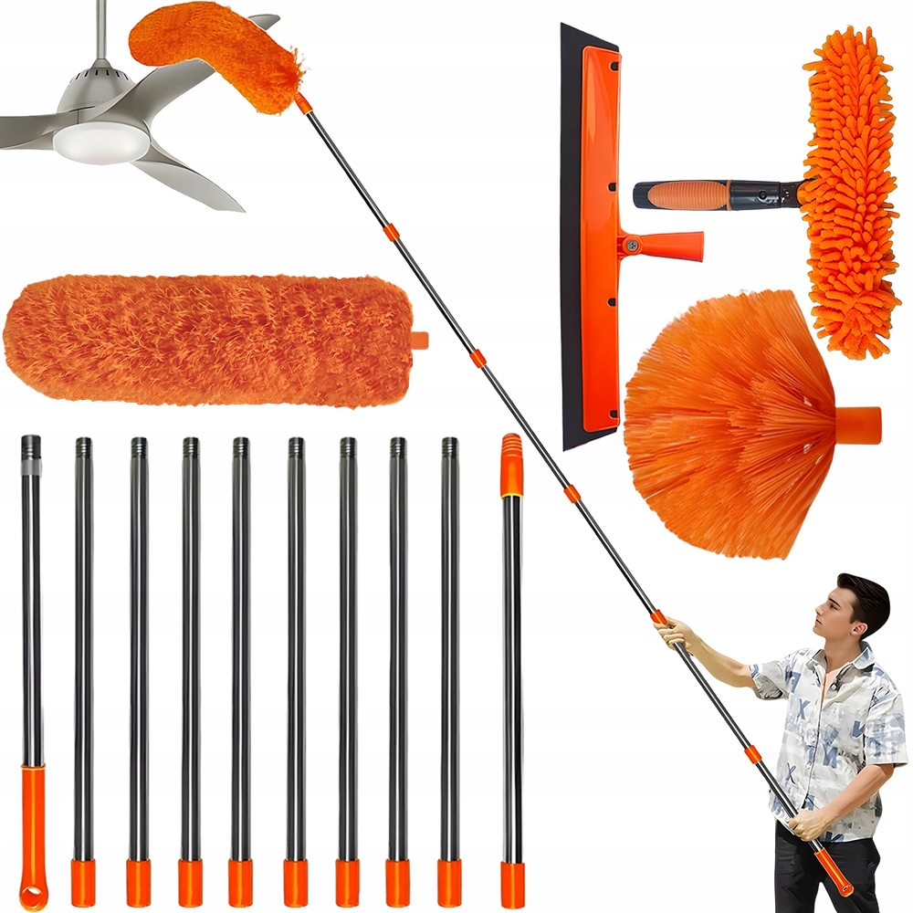 Zestaw Teleskopowy 10w1 do Mycia Okien i Kurzu Pajęczyn z Mopem 43cm