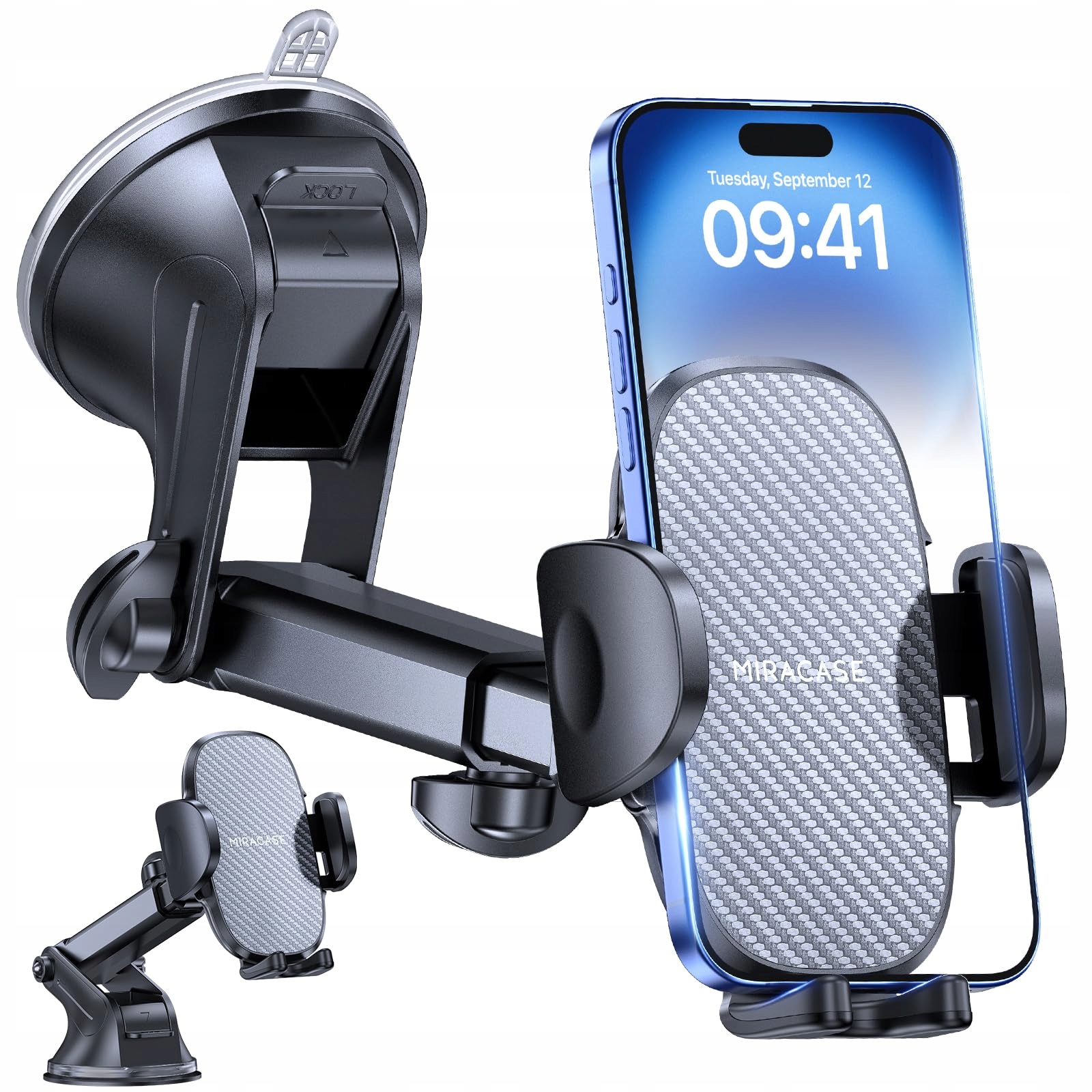 MIRACASE Uchwyt Samochodowy Do Telefonu 360° Na Szybę i Deskę Rozdzielczą