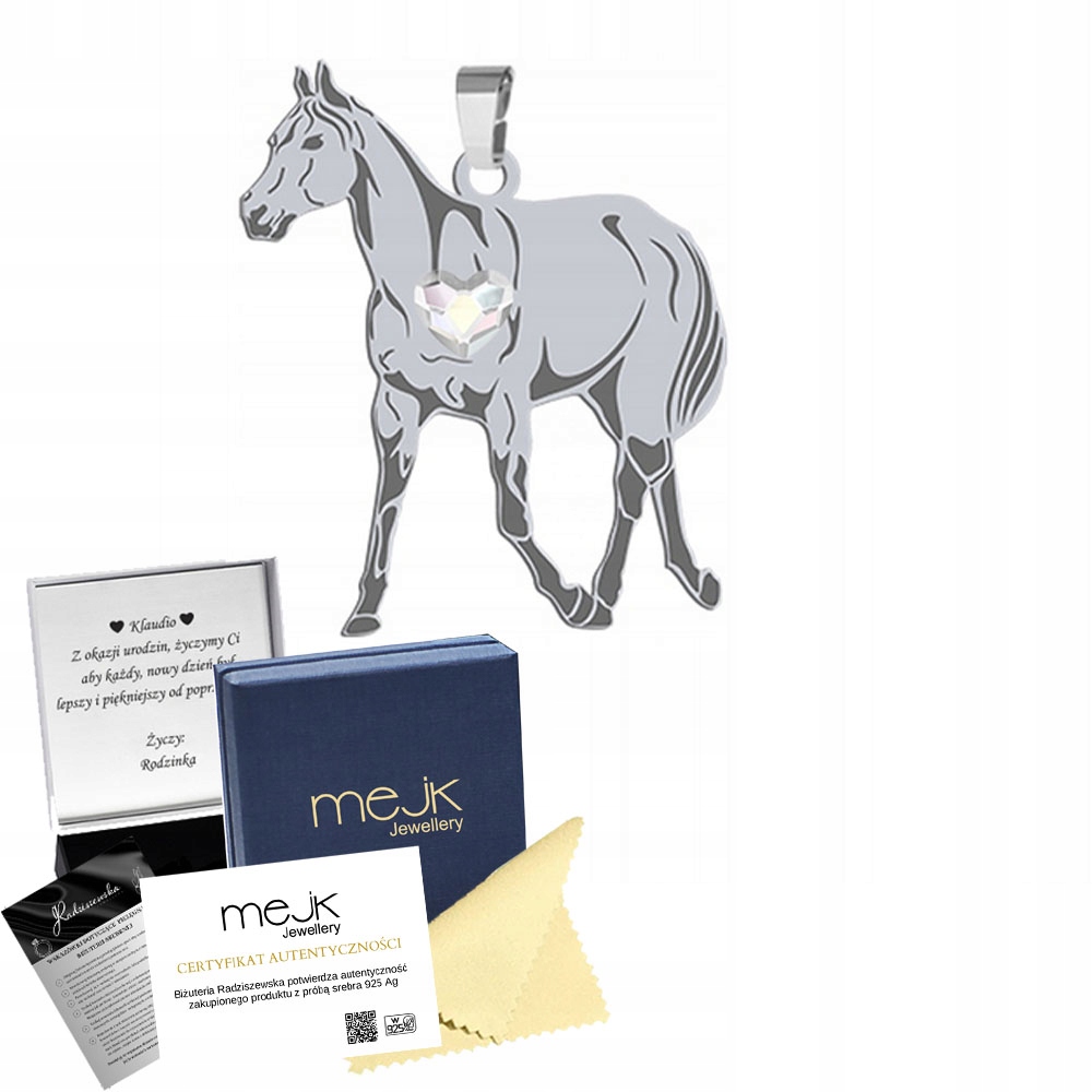 Stříbrný přívěsek s koněm plného anglické krve 925 Dárek Gravírování
