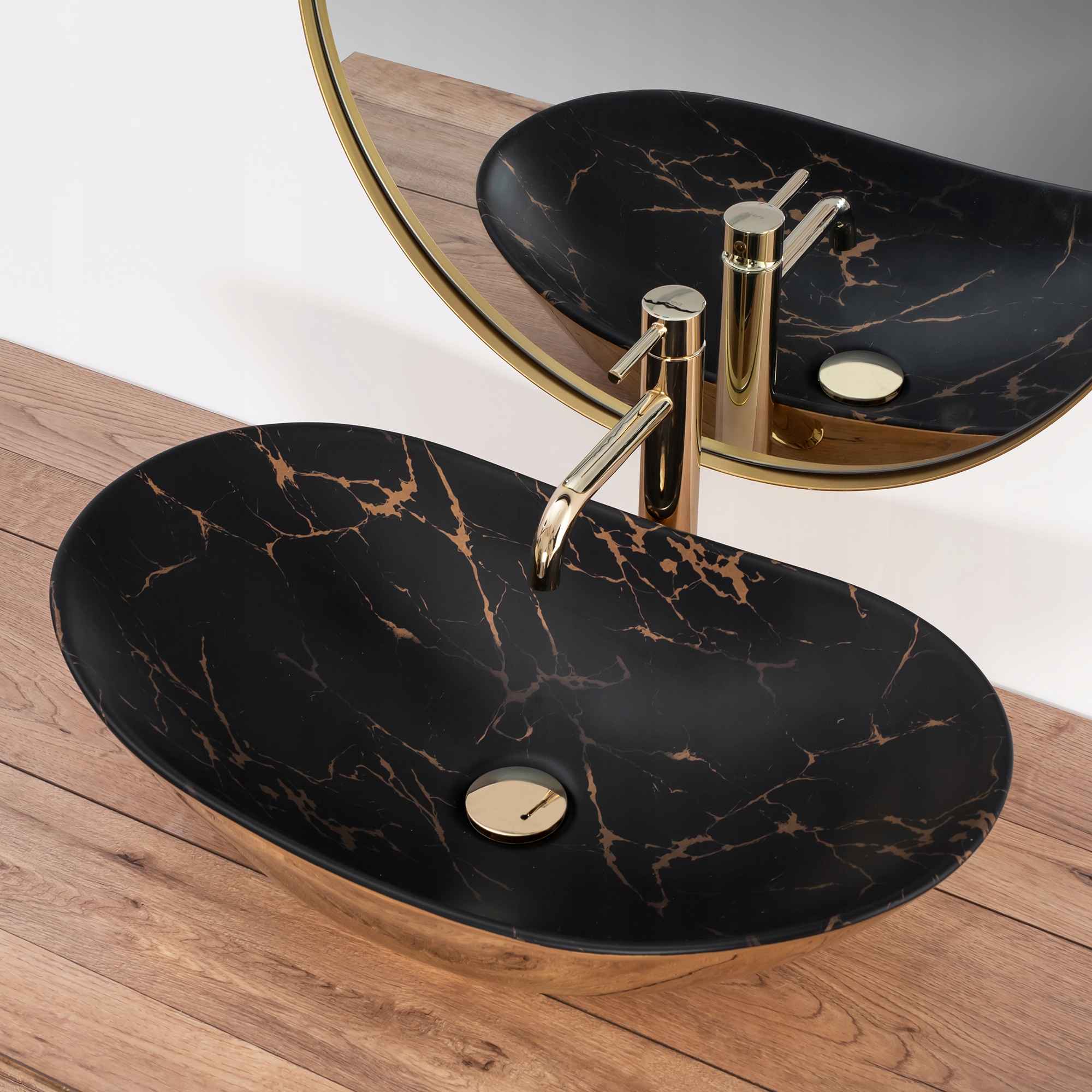 REA UMYWALKA ROYAL IN BLACK MARBLE GOLD REA-U8008 OWALNA Rodzaj owalna
