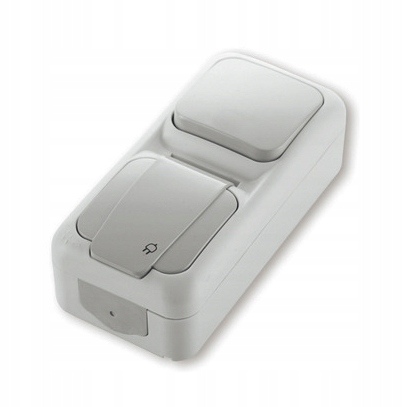 

Viko Palmiye Łącznik+gniazdo natynkowy IP54 szary