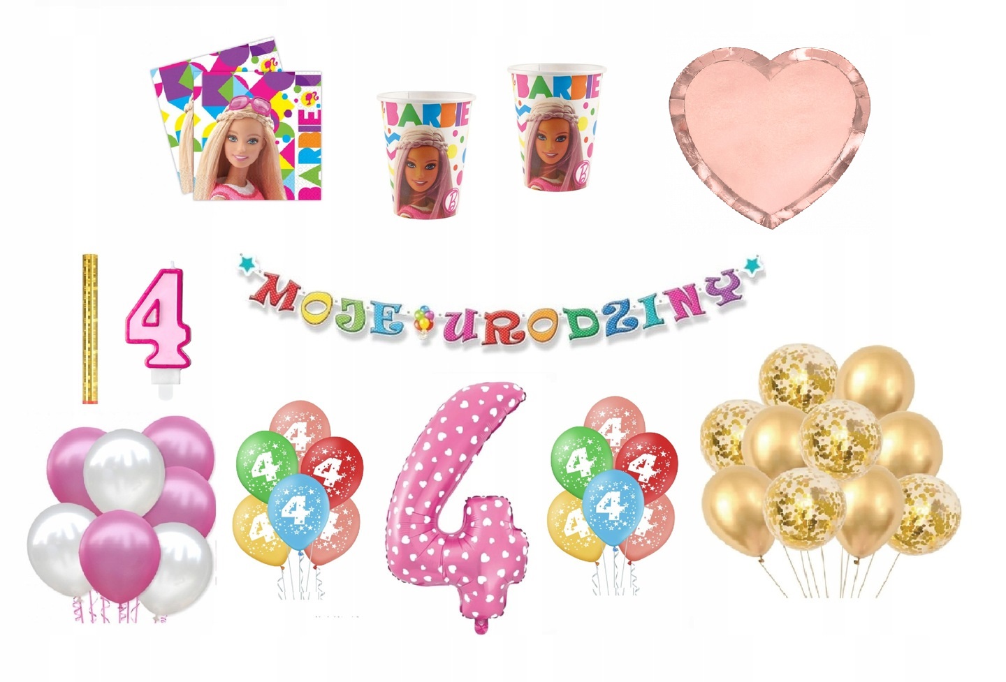 

Zestaw Barbie 4 Urodziny Balony