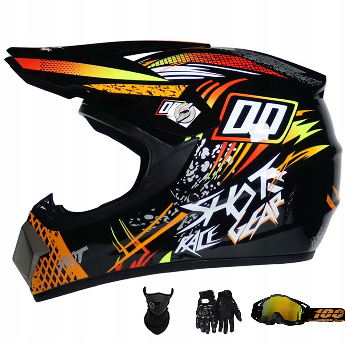 Motocyklová Přilba Lehká Enduro Quada Brýle Rukavice Maska S
