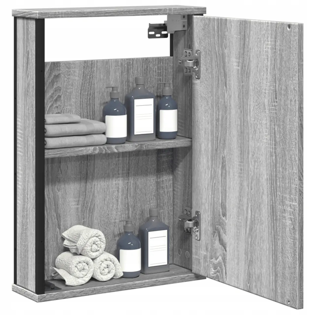 vidaXL Koupelnová skříňka se zrcadlem šedá sonoma 42x12x60 cm kompozit