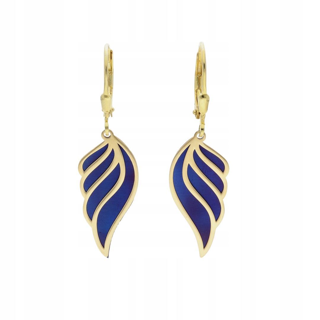 Náušnice křídla s titanovým stříbro, pozlacené