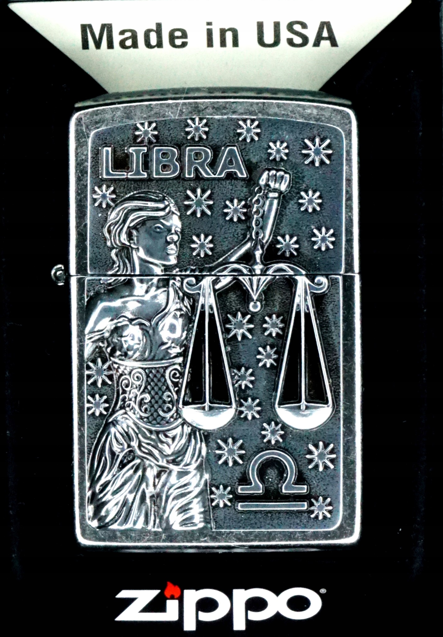 Zapalovač Zippo Zodiac Libra hmotnost 2006502 Větruodolný benzínový