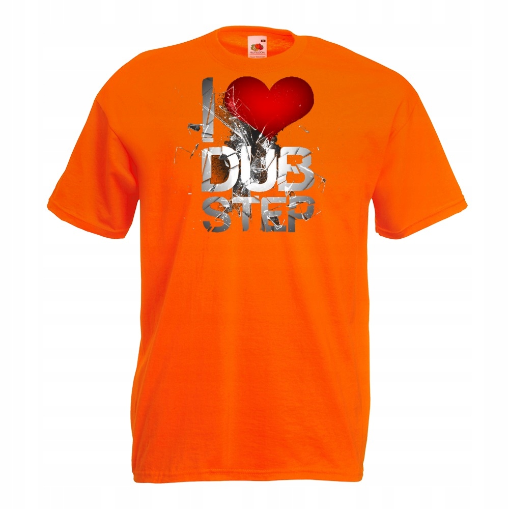 

Koszulka z nadrukiem i love dubstep XL pomarańczow