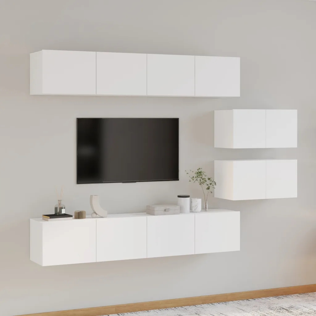 6dílný set Tv skříněk bílý kompozitní dřevo Bílá 3114598