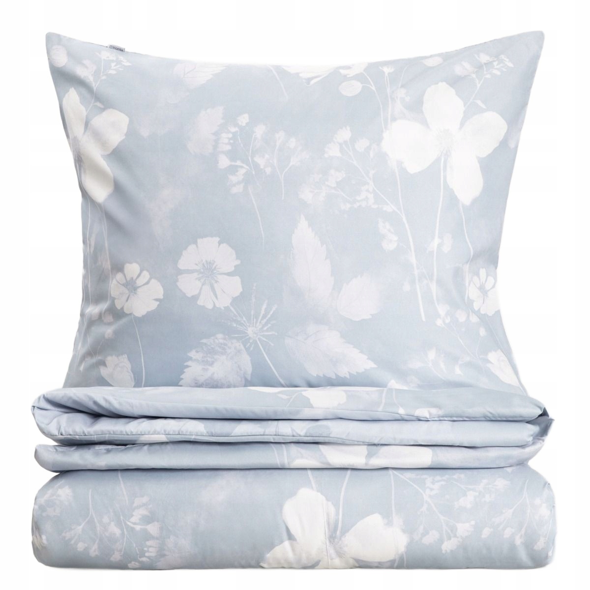 Pościel Blossom z mikrofibry niebieska w kwiaty 220x200 2*70x80 cm Homla