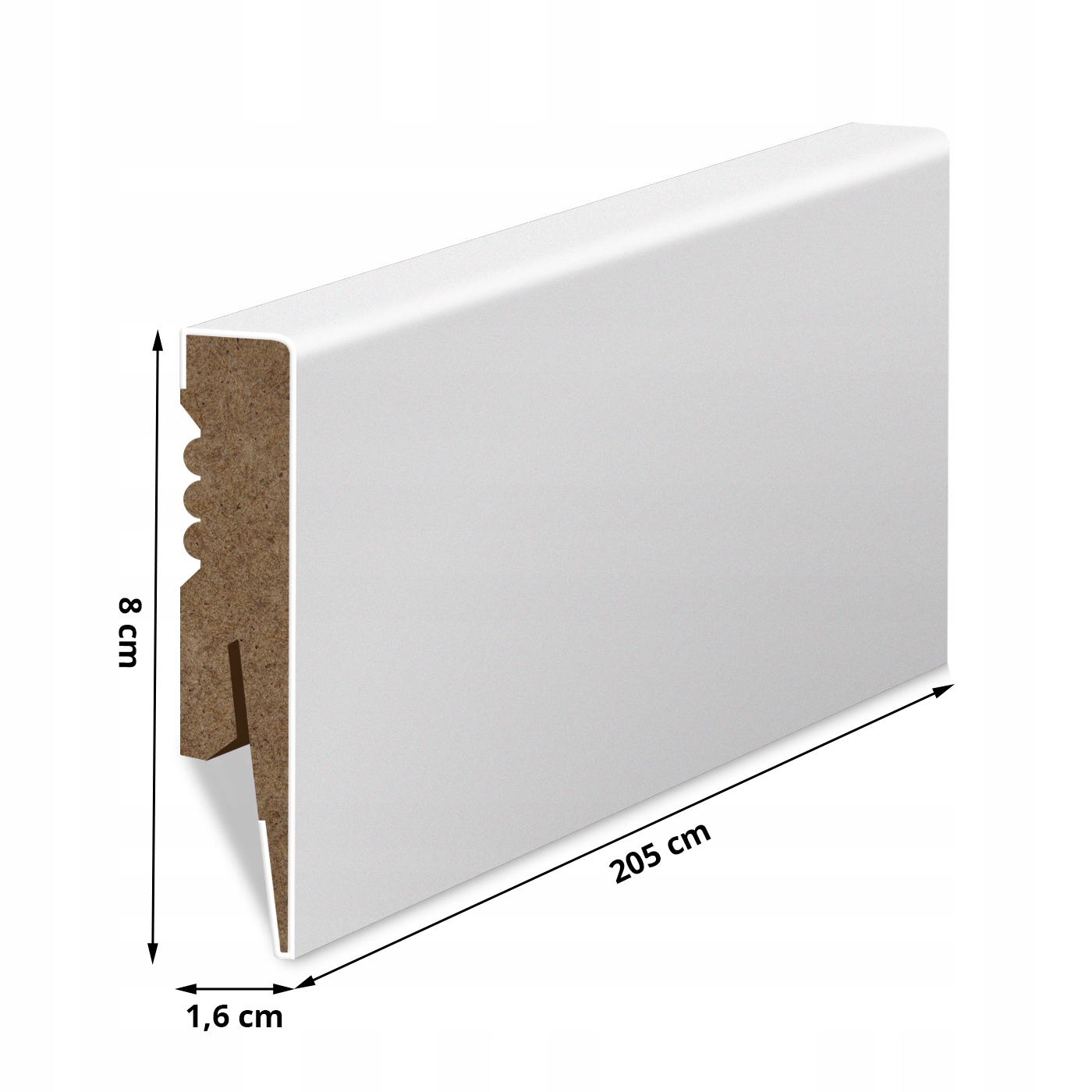 FORMATOWANA LISTWA PRZYPODŁOGOWA 80x16 mm BIAŁA MDF R2 DEKORACYJNA COKÓŁ Kod producenta 8-16-R2-B-FORMAT