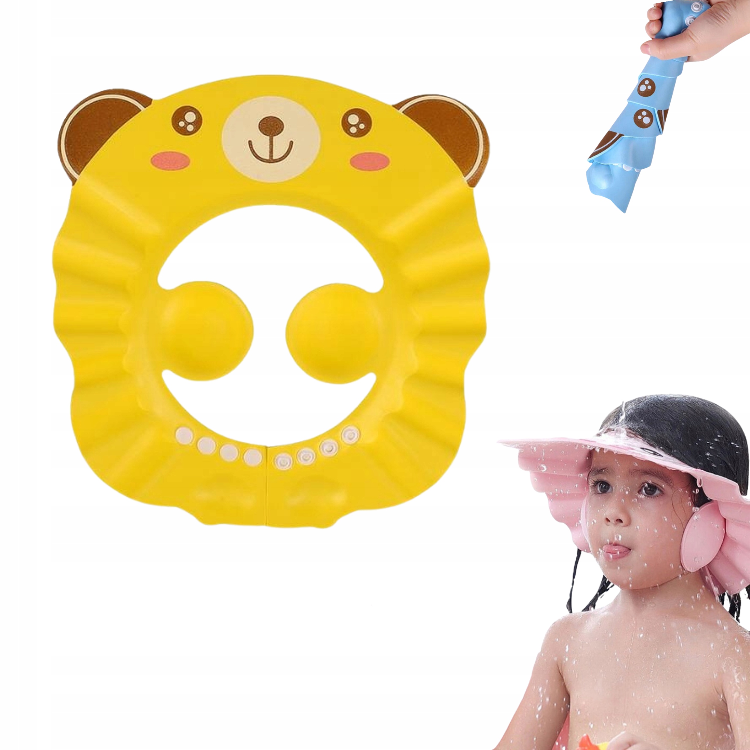 RONDO KĄPIELOWE DASZEK DO MYCIA GŁOWY REGULACJA KĄPIEL ŻÓŁTY MIŚ