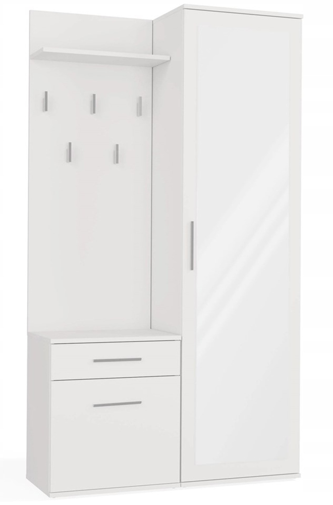 Sada do předsíně Duvio s šatní skříní a zrcadlem 100 cm bílá