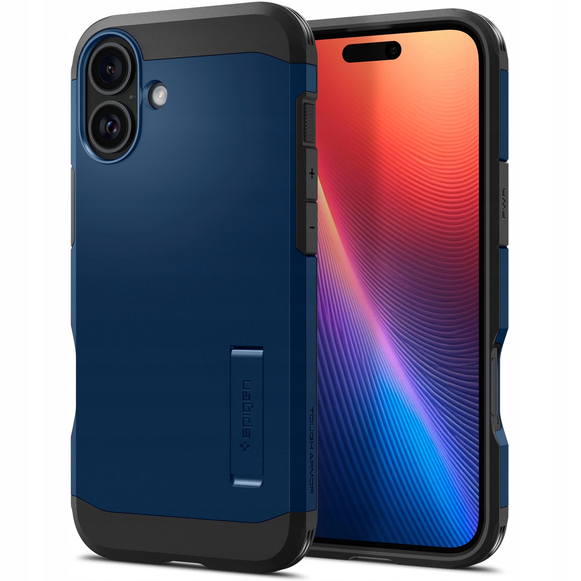 Pouzdro Spigen pro iPhone 16, hybridní zadní kryt se stojánkem, pevný obal