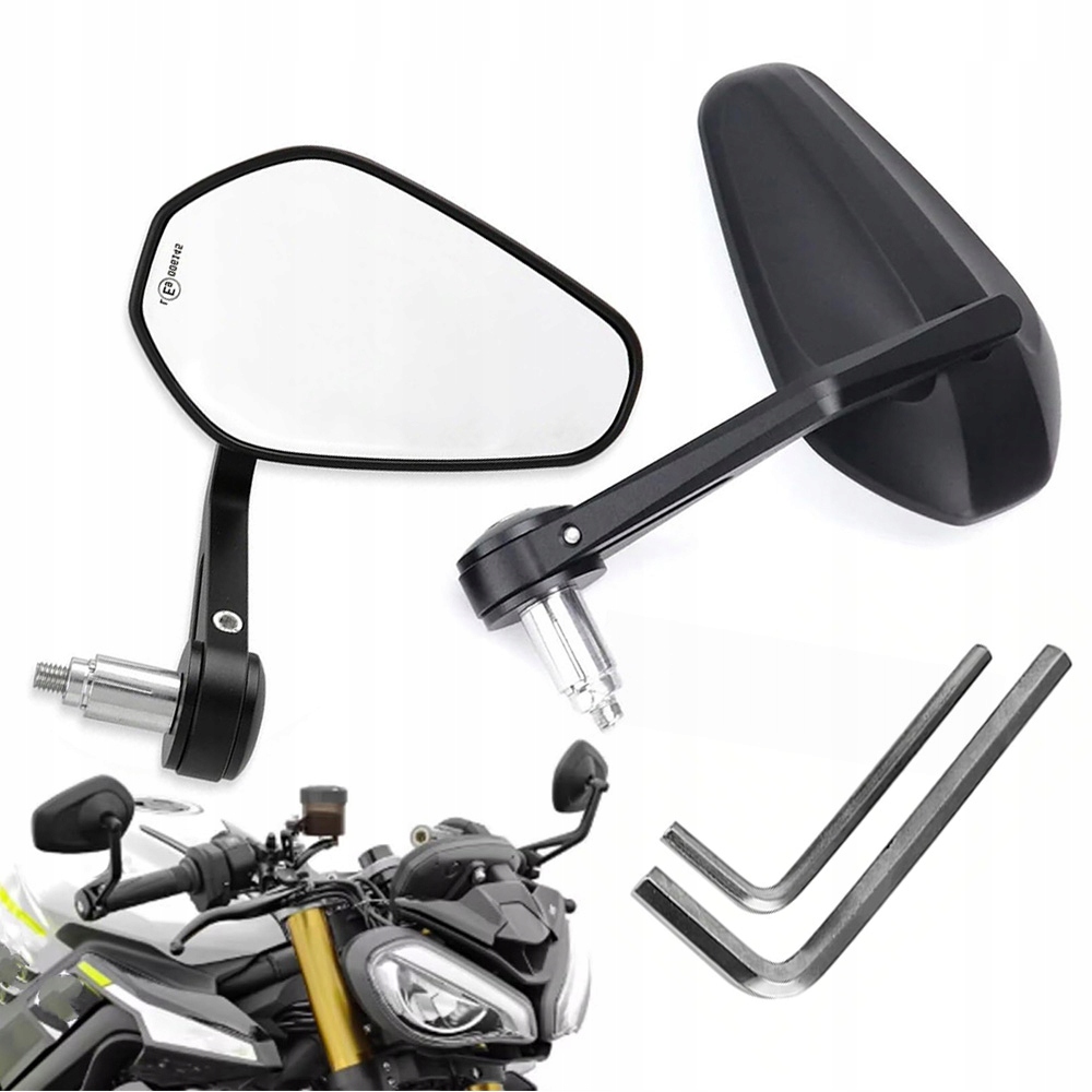 2 x zrcátka na řídítka motocyklu 7/8" homologovaná podle normy E9
