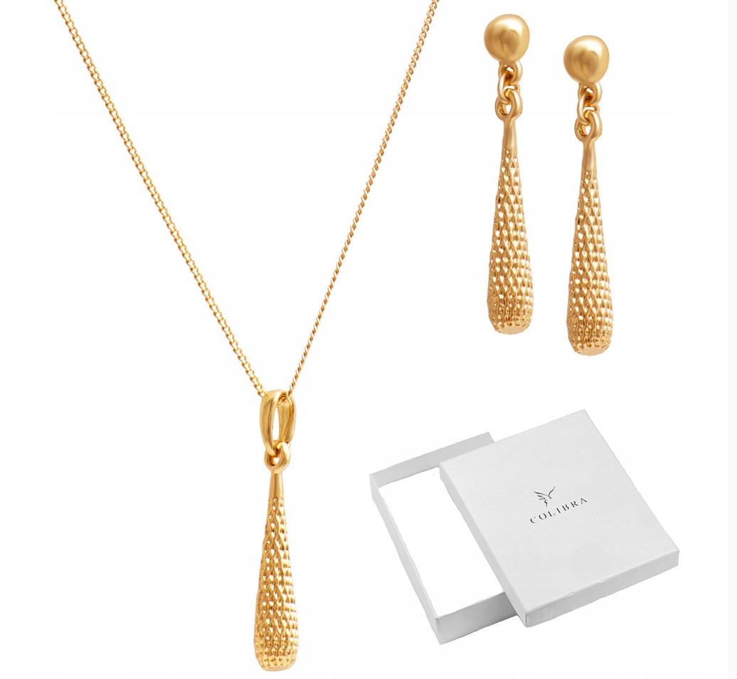 

Złoty Komplet Biżuterii Delikatny Na Każdą Okazję