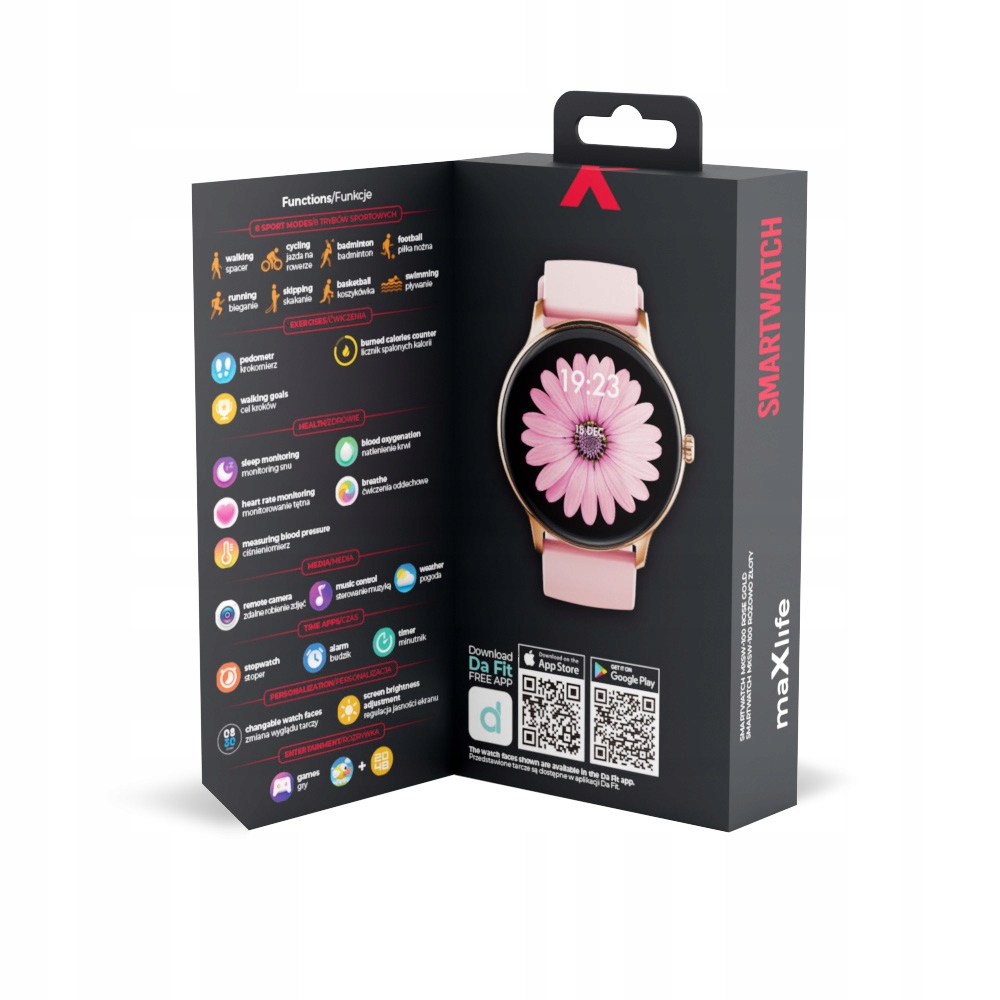 SMARTWATCH ZEGAREK POLSKIE MENU DAMSKI POŁĄCZENIA SPORT PULS WATCH PL Model inny