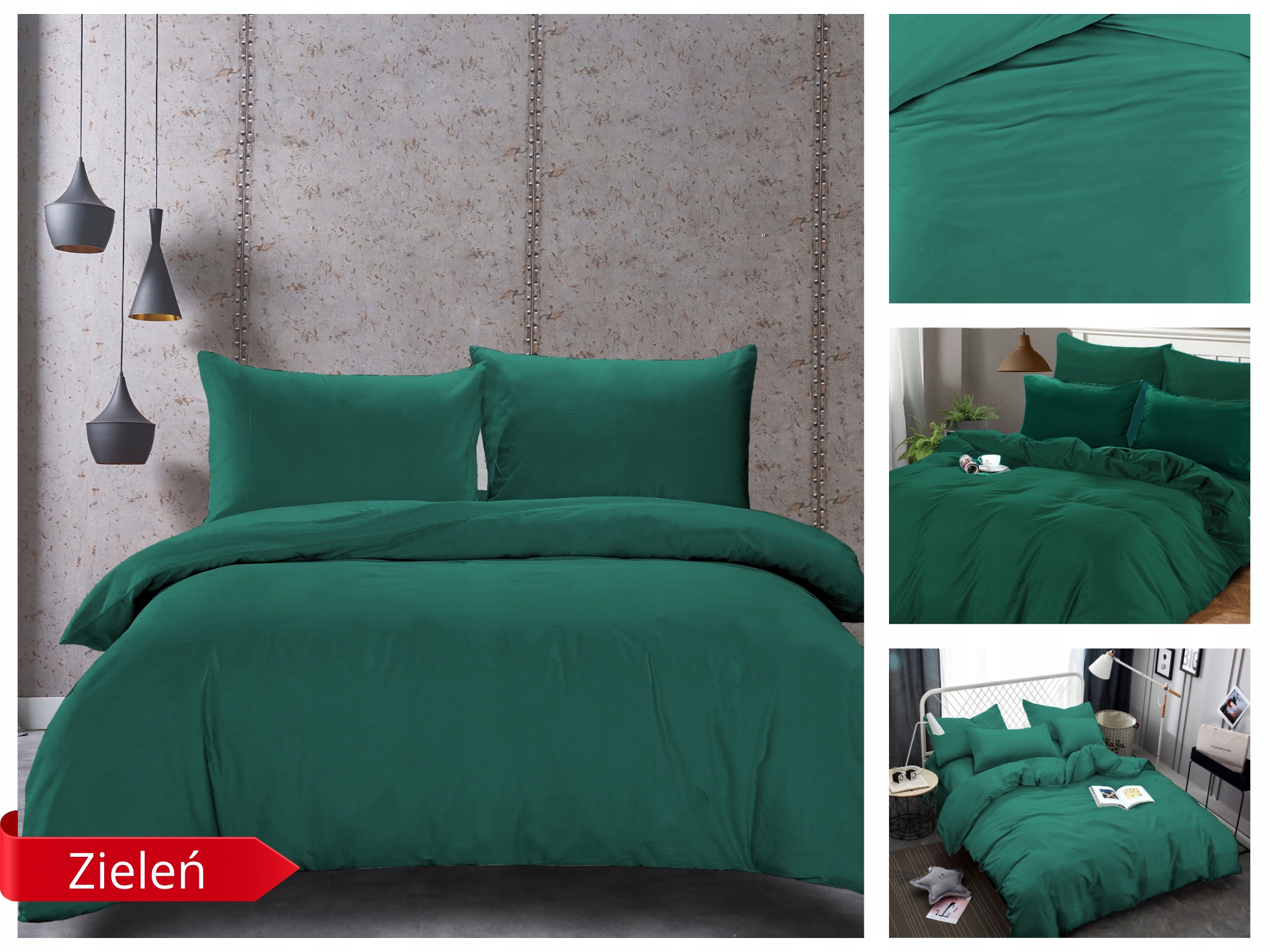 KOMPLET POŚCIELI POŚCIEL DWUSTRONNA GŁADKA 160x200 + 2x POSZEWKA 70x80 Kolor odcienie szarości