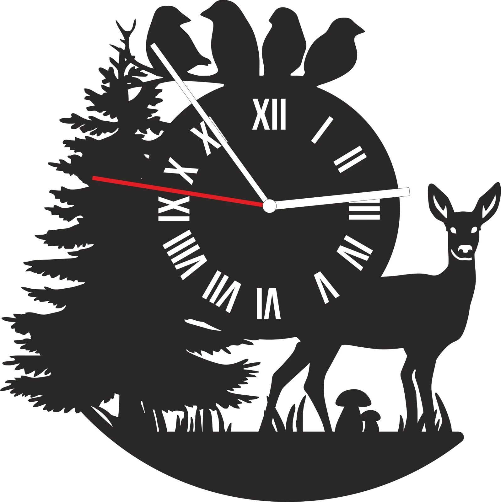 Kovové Hodiny 40 cm na stenu Čierny Les Sarna