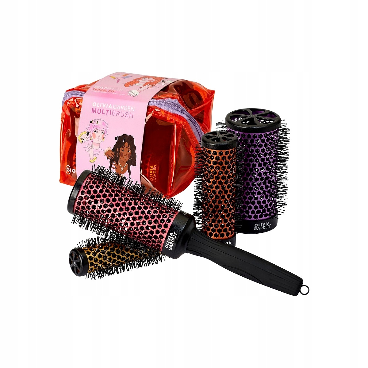 Zestaw Szczotek Olivia Garden Multibrush Travel Kit 4W1 Etui Uchwyt