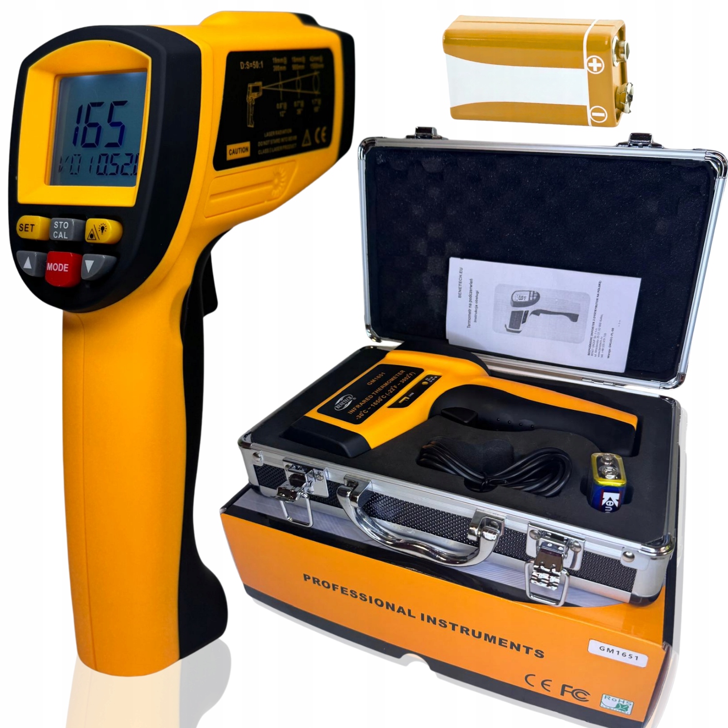 Pyrometr Laserový Bezdotykový Teploměr, Infračervená Emisivita -30+1650°