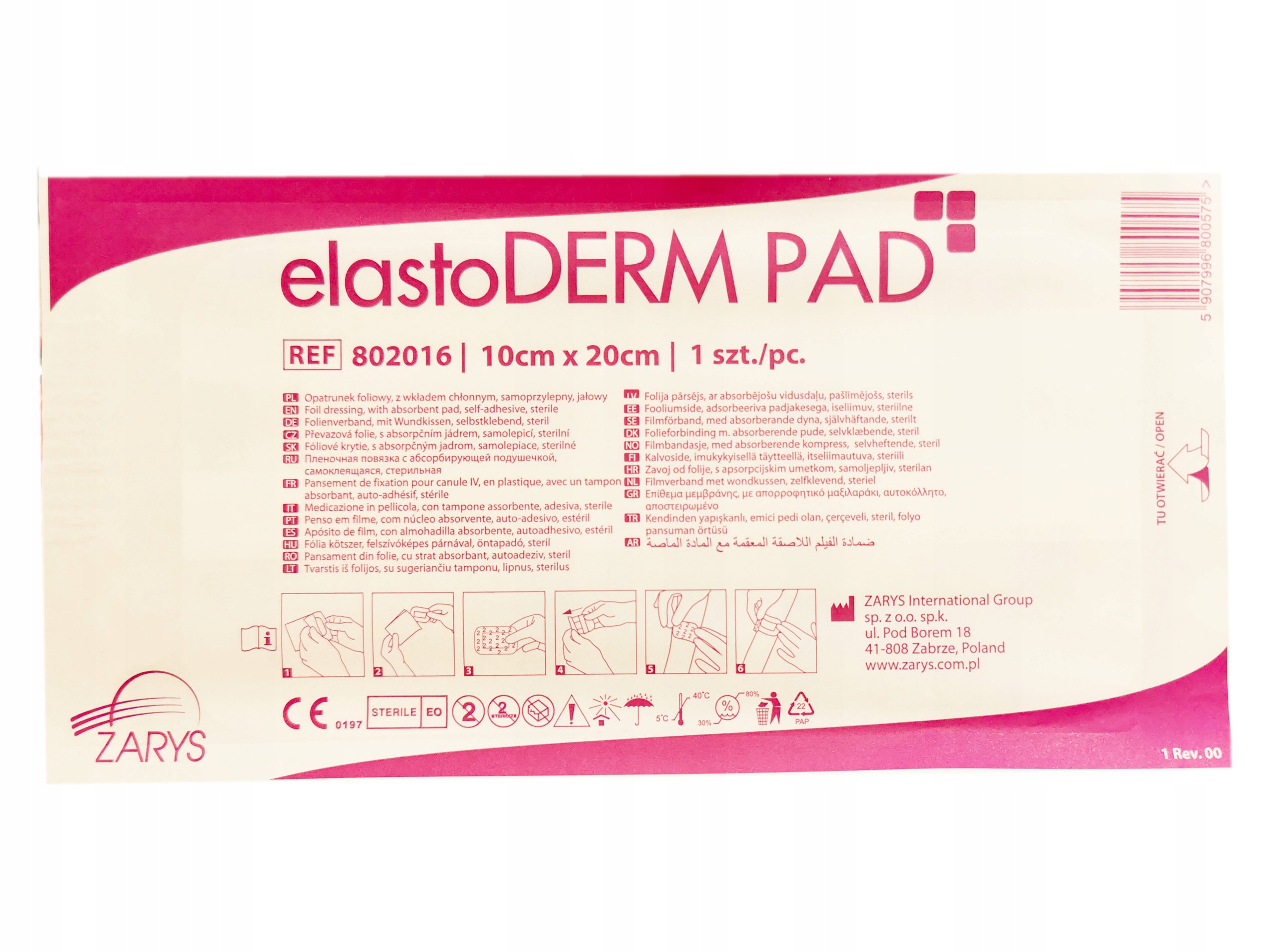 

Opatrunek foliowy z opatrunkiem Elastoderm 10x20cm