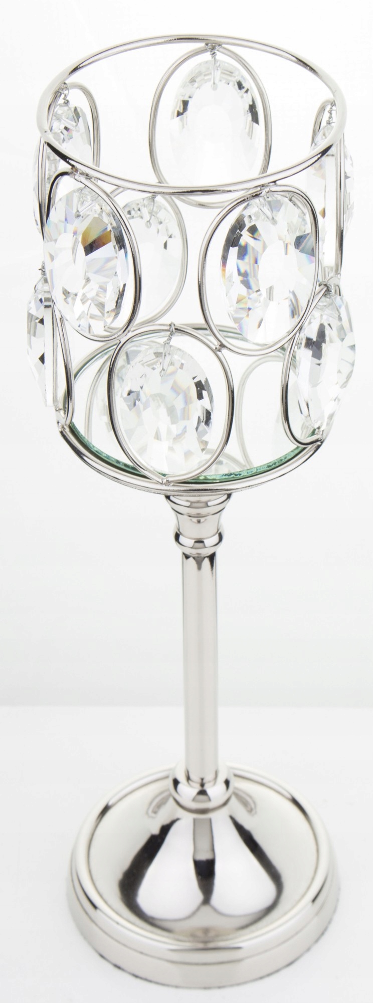 ŚWIECZNIK METALOWY, SZKLANY, GLAMOUR, DEKORACJA Wysokość produktu 34.5 cm