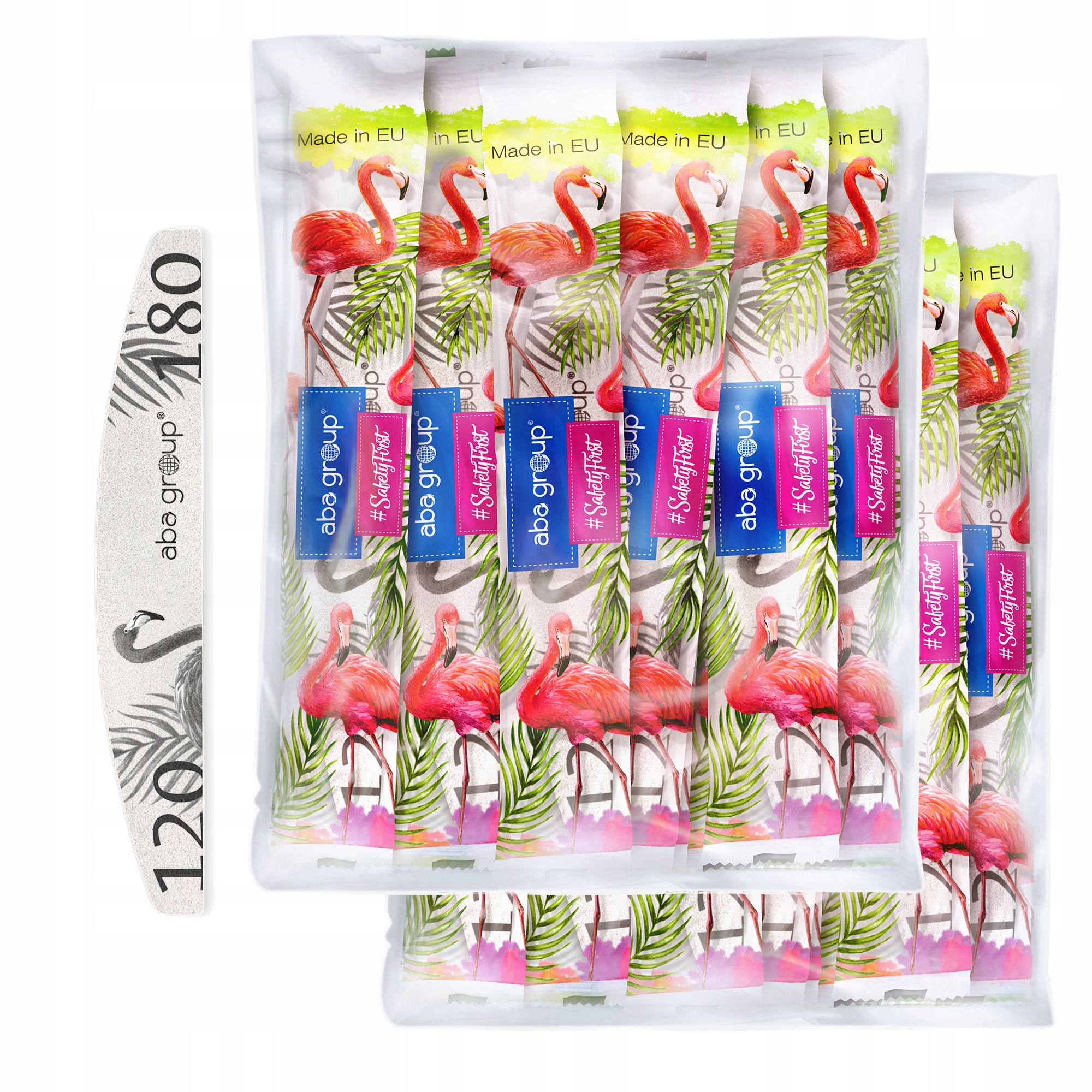 pilník na nehty 120/180 ve fólii, půlměsíc, standardní, Aba Group 50 kusů