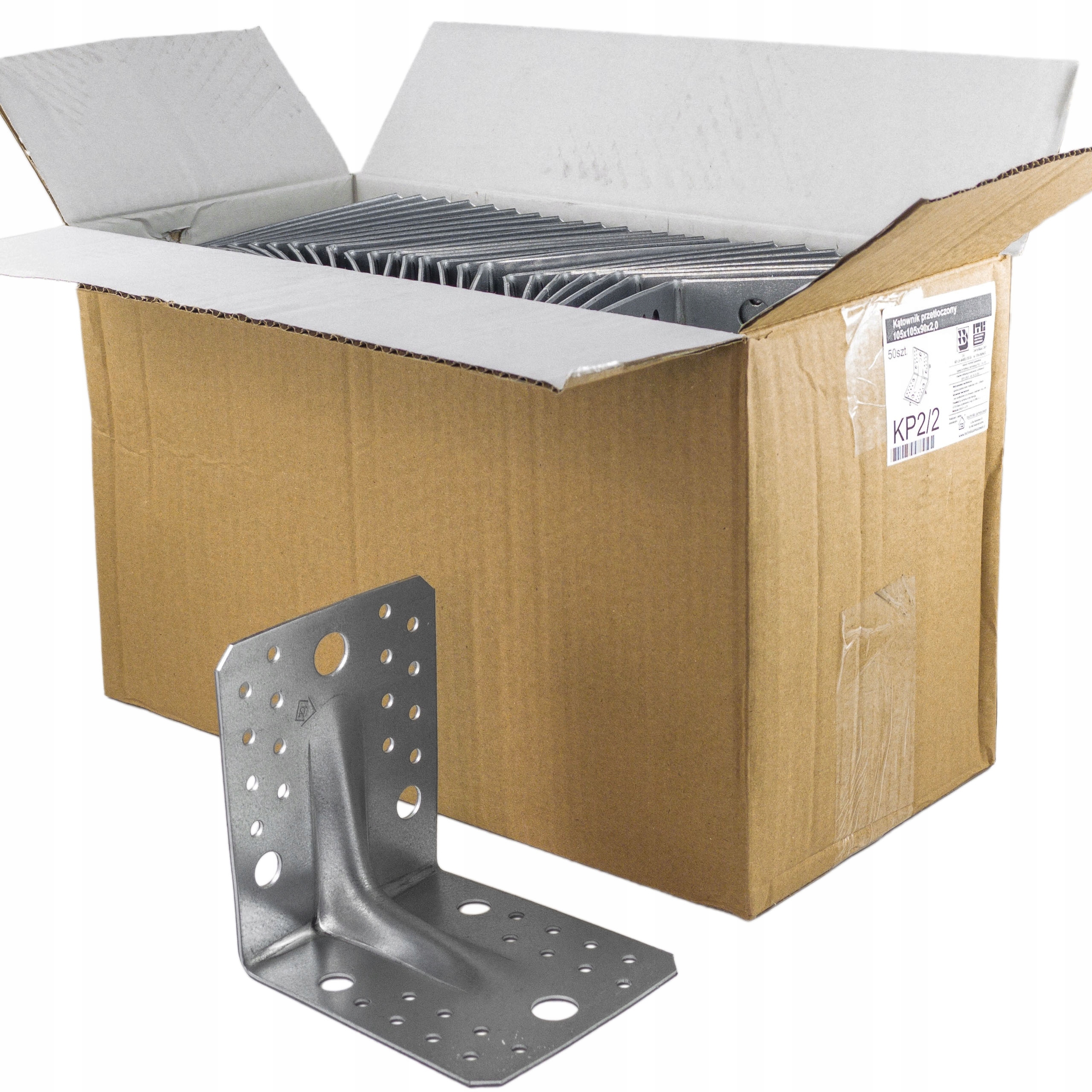 Tesařský úhelník ocelový 105x105x90 x 2 mm 50 ks perforovaný zesílení KP2/2