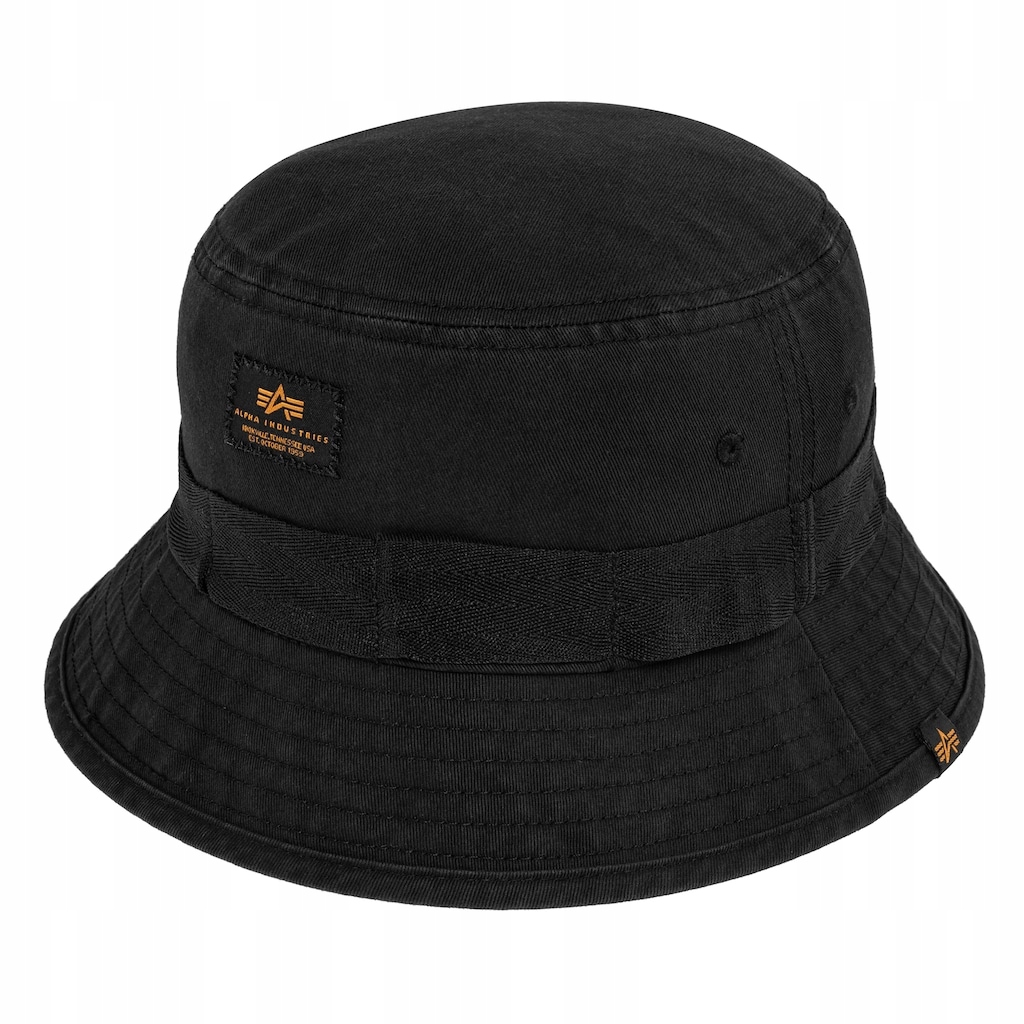 Rybářský vojenský klobouk Alpha Industries Washed Out Bucket Hat černý