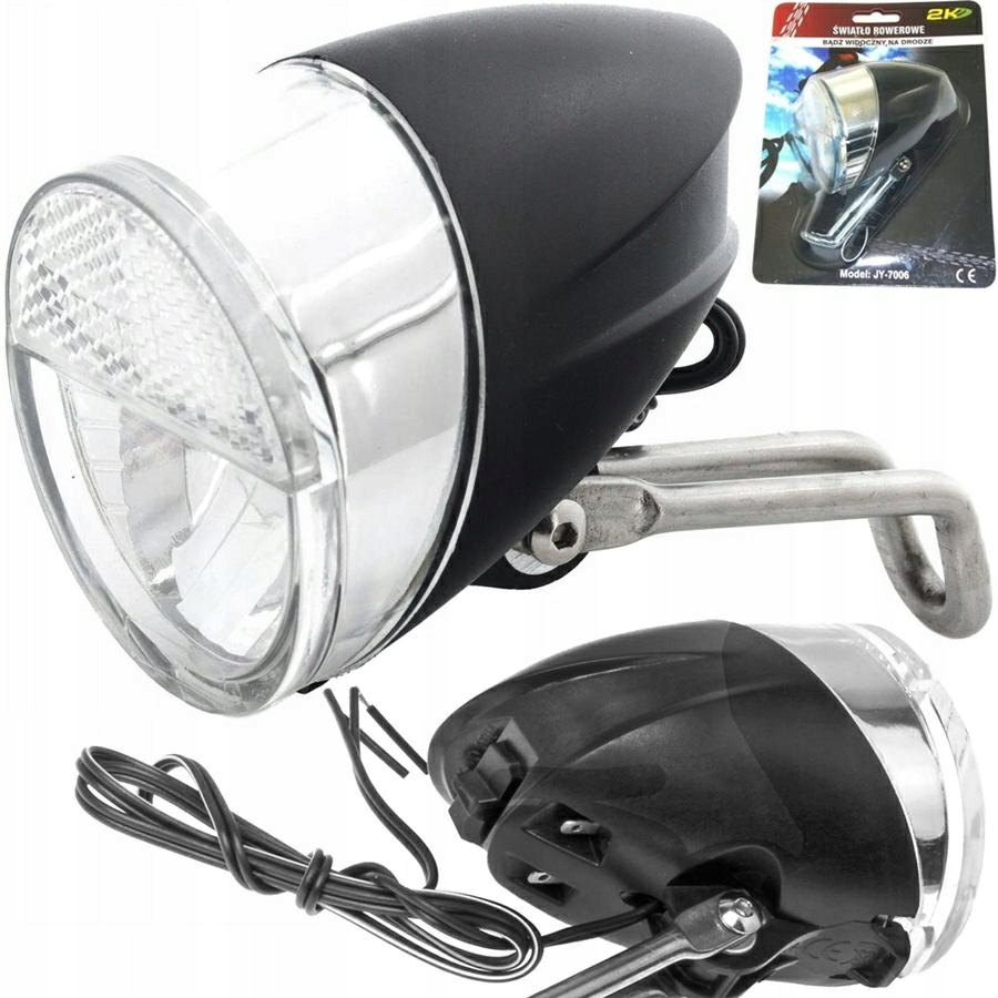 Lampka rowerowa przód Led 60lm dynamo podtrzymanie lampa widelec prądnica